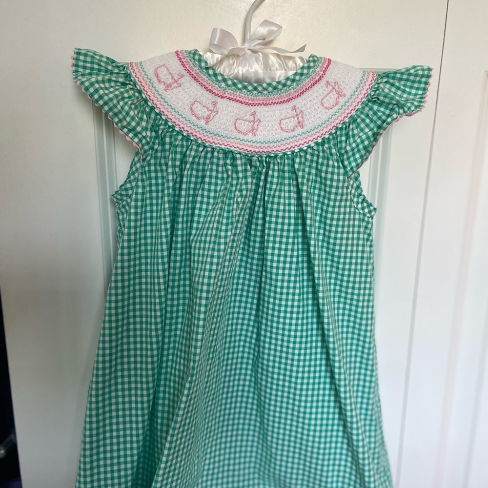 Masters Kids Green and Pink Gingham Dress